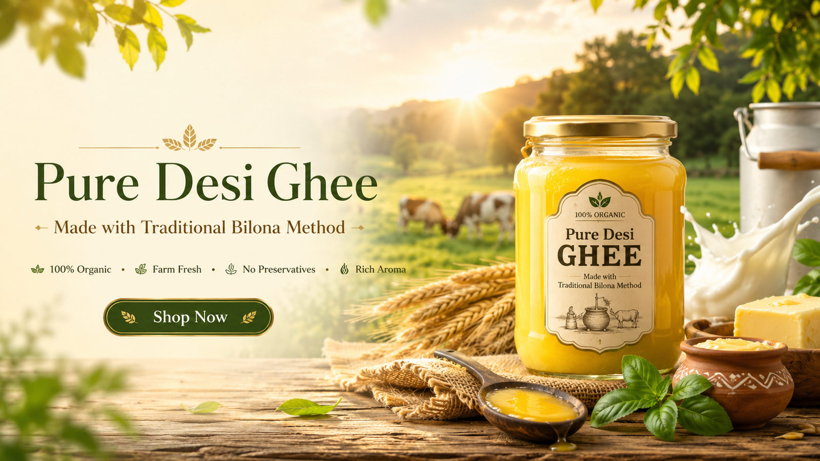 Pure desi ghee in a jar